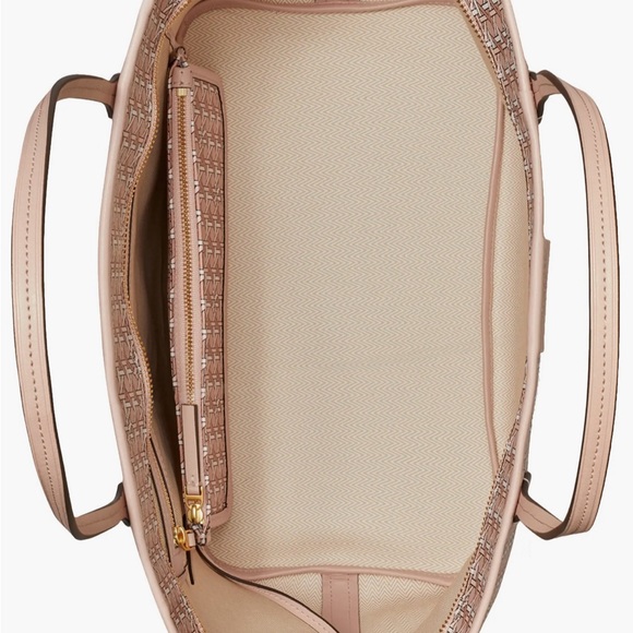 Tory Burch Purse Ever Ready Tote Bag & Pouch Peach Pink Beige Monogram New $298 - Picture 6 of 9